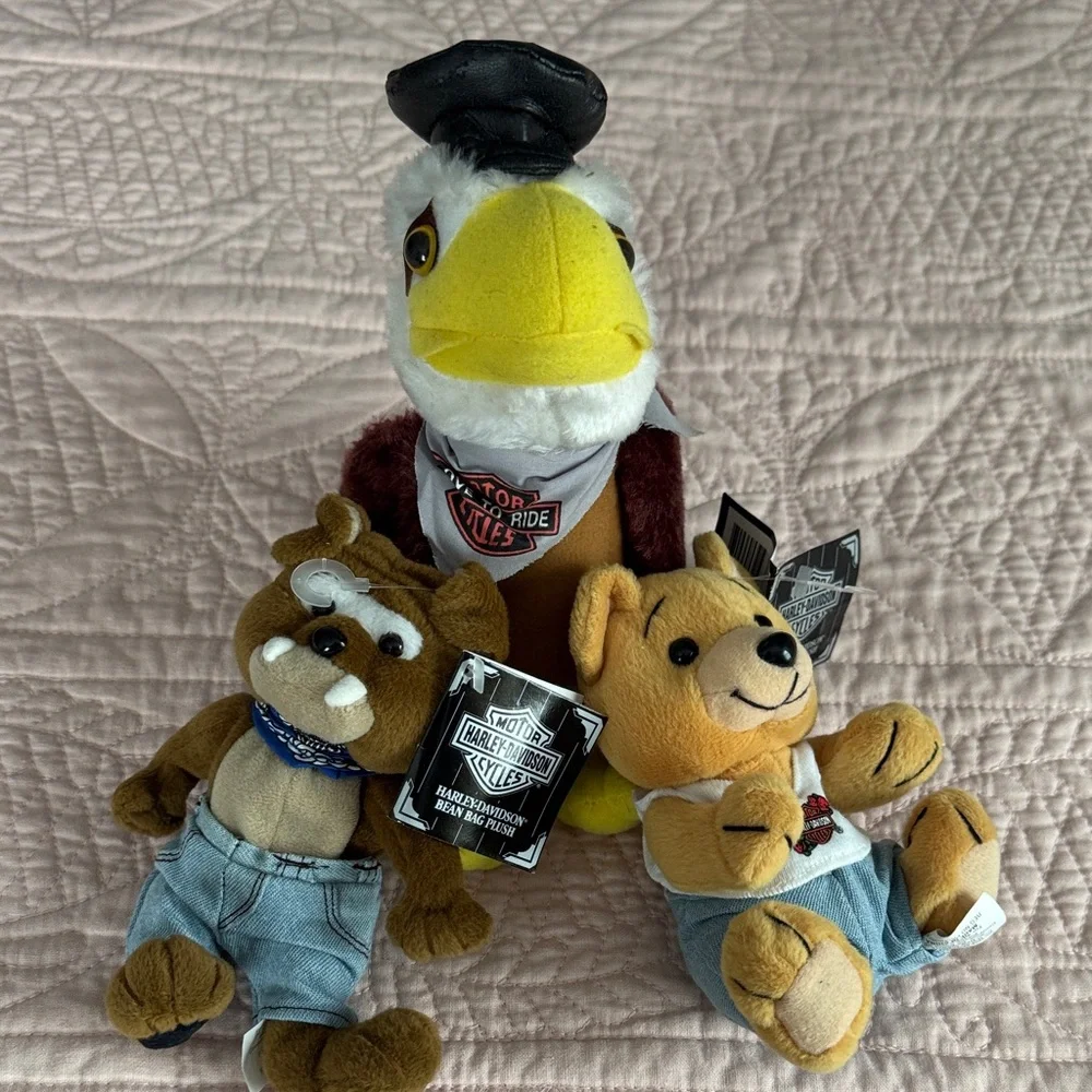 Harley-Davidson Plush Toy Trio - Brown, Yellow, Black - Picture 2 of 8